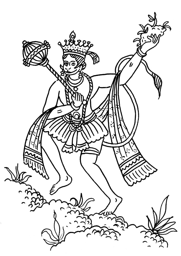 Hanuman Poster Print featuring the Hindu Monkey God in vibrant colors.
