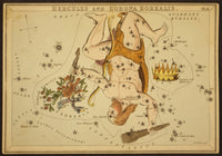 Hercules and Corona Borealis Constellations Poster Print showcasing detailed celestial designs.