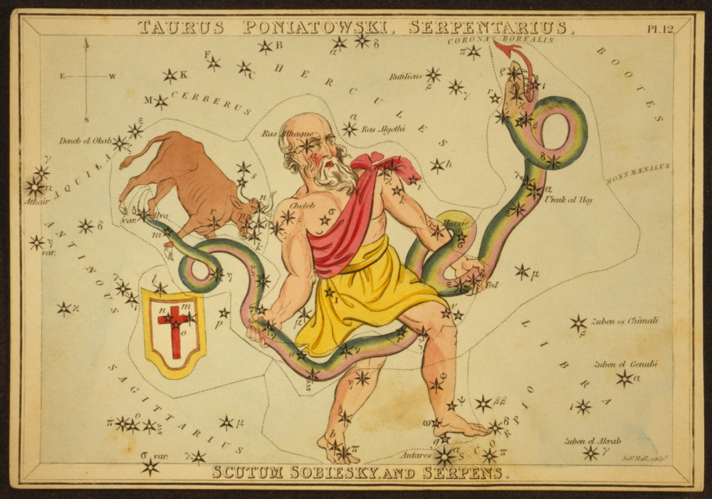 Ophiuchus and Serpens Constellations Poster Print from 1825