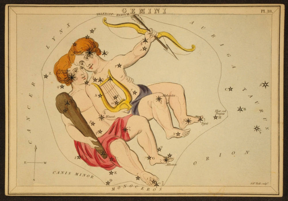 Gemini Constellation Zodiac Sign Poster Print from 1825