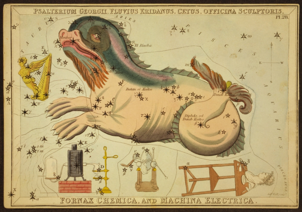 Cetus and Eridanus Constellations Poster Print showcasing detailed celestial patterns.