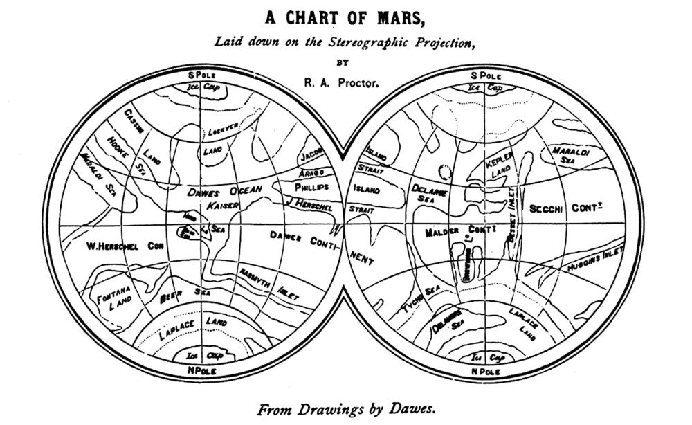 Richard Proctor Mars Map 1867 Poster Print by Science Source