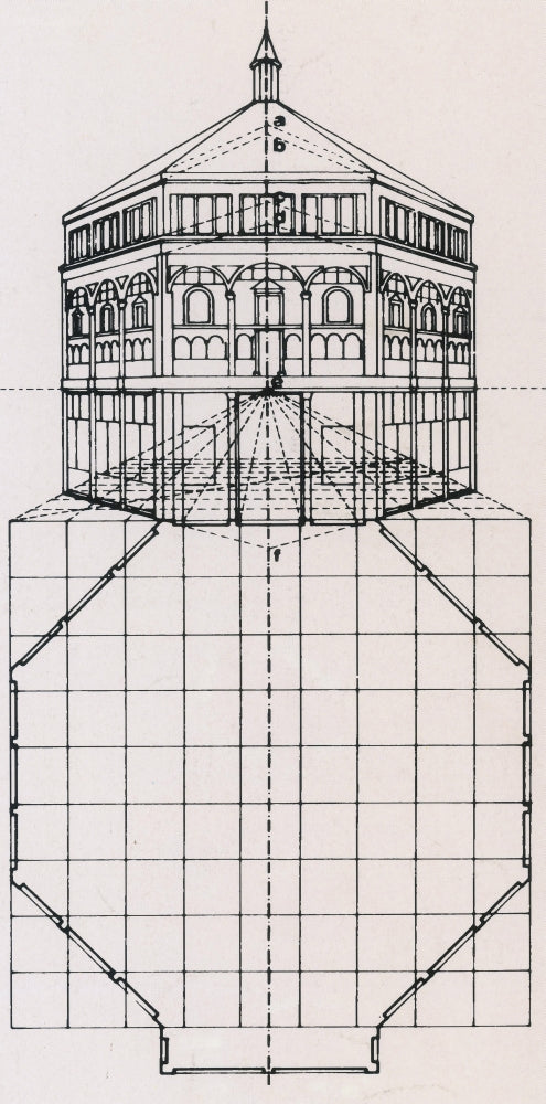 Centralized Perspective Florence Baptister Poster Print showcasing architectural beauty