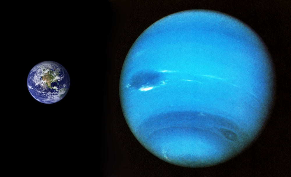 Earth and Neptune Poster Print showcasing the beauty of the solar system.