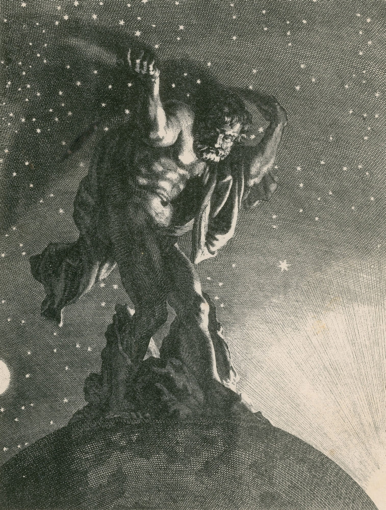 Atlas Supporting the Heavens Poster Print - Celestial Artwork