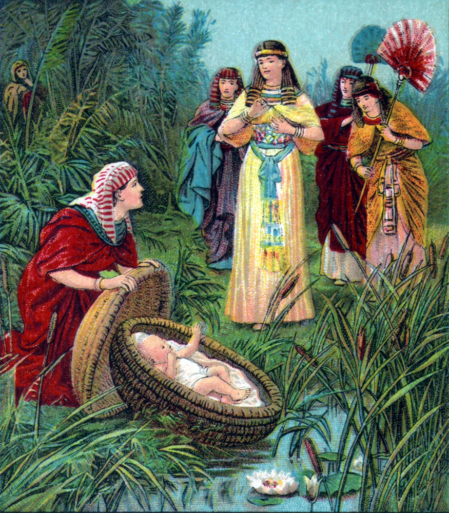 Bithiah Saves Baby Moses from Death Poster Print, biblical art.