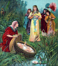 Bithiah Saves Baby Moses from Death Poster Print, biblical art.
