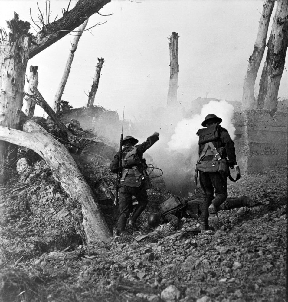 WWI American Soldiers Charging Under Fire Poster Print