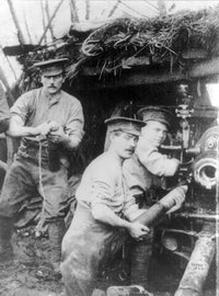 WWI British Soldiers Loading Howitzer 1915 Poster Print