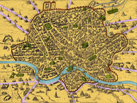 Map of Rome from the 1500s Poster Print, detailed historical artwork