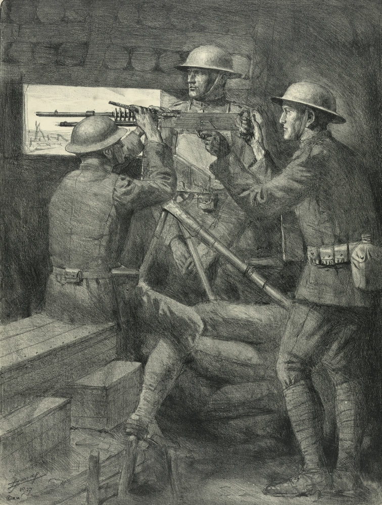 WWI Machine Gun Emplacement at Verdun 1916 Poster Print
