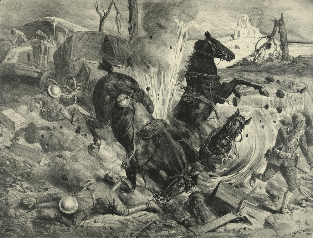 WWI Battle of Soissons Night Bombing Poster Print 1918