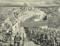 WWI Troops March Through War-Torn Landscape Poster Print