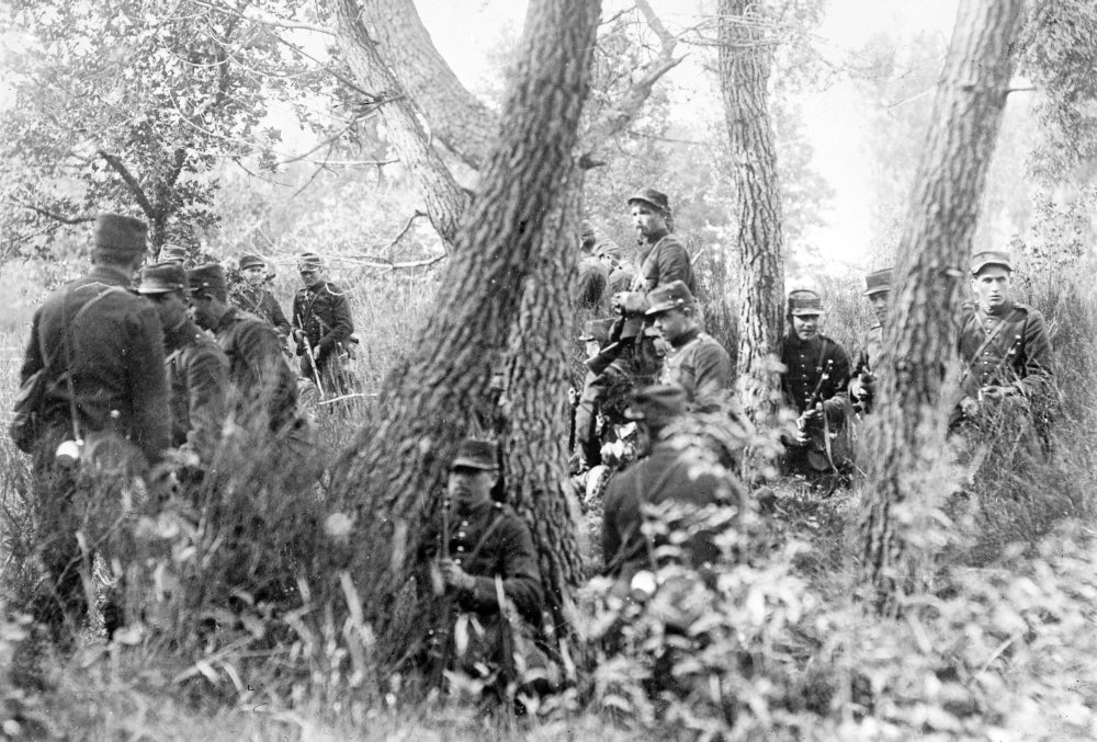 WWI French Infantry Scouting Party Poster Print - Historical Art