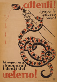 WWI 'Watch Out! Poison!' vintage propaganda poster print