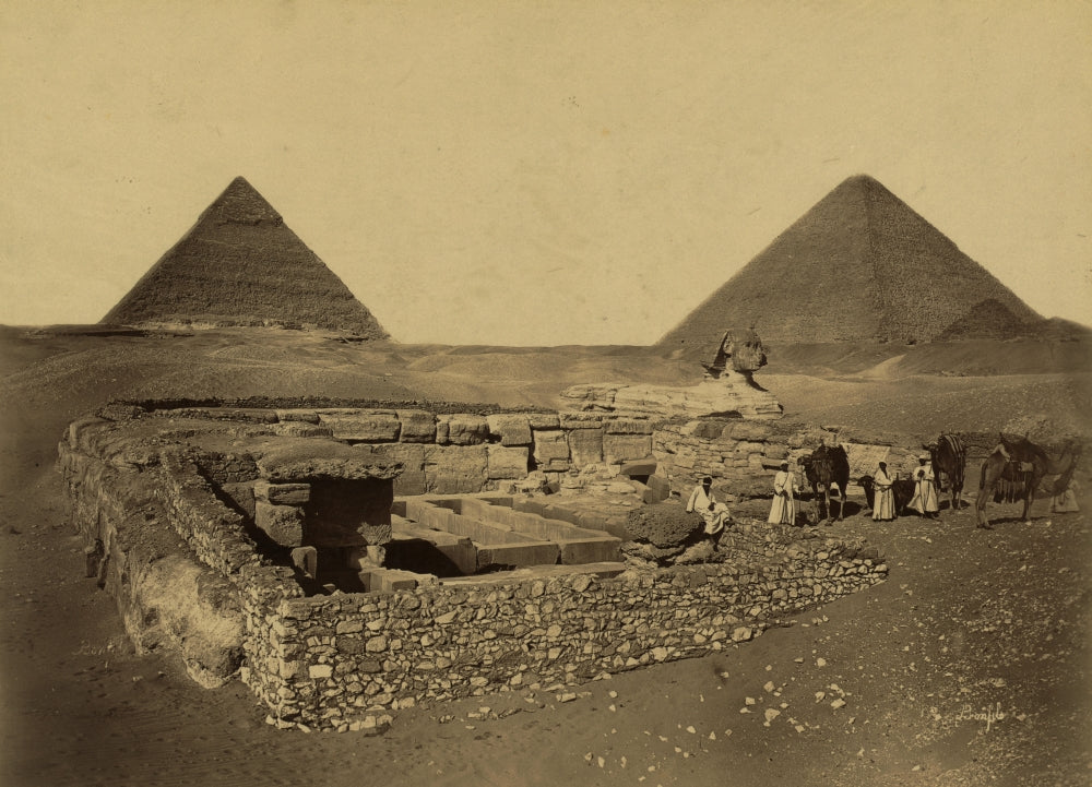 Sphinx and Giza Pyramids 19th Century Poster Print