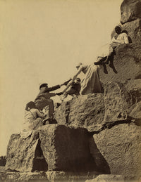 Climbing the Great Pyramid of Giza 19th Century Poster Print