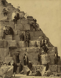 Climbing the Great Pyramid of Giza 19th Century Poster Print