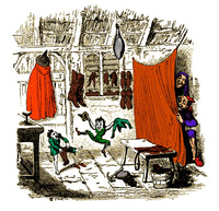 The Elves and the Shoemaker poster print featuring whimsical elves and a shoemaker.
