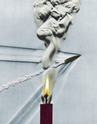 Bullet Shot Through Candle Flame Poster Print showcasing a bullet passing through a candle flame.