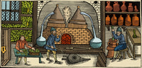 Distillation Poster Print showcasing Middle Ages scientific practices.