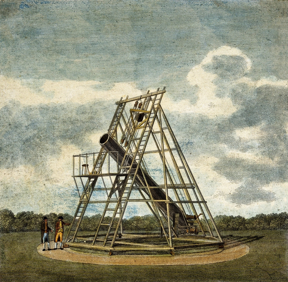 Herschel's 20-Foot Telescope Poster Print showcasing 18th-century astronomy.