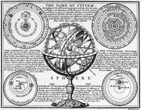 Planetary Systems and Armillary Sphere Poster Print showcasing celestial mechanics.