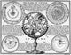 Planetary Systems and Armillary Sphere Poster Print showcasing celestial mechanics.