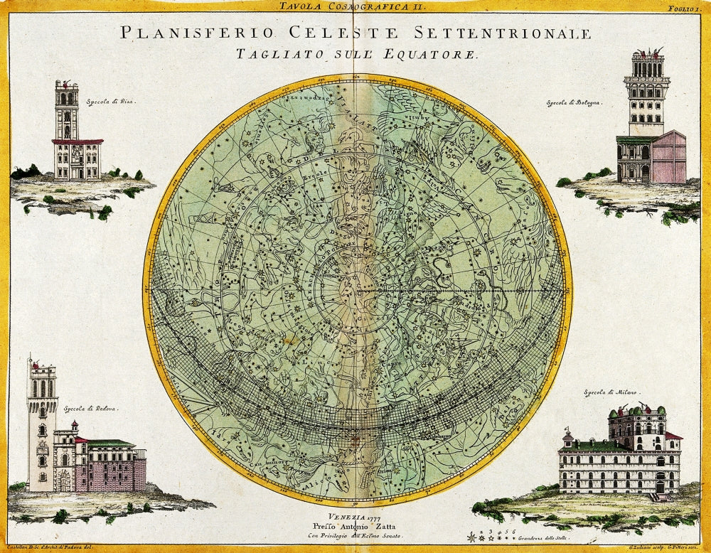 Northern Celestial Planisphere 1777 Poster Print showcasing the stars of the Northern Hemisphere.