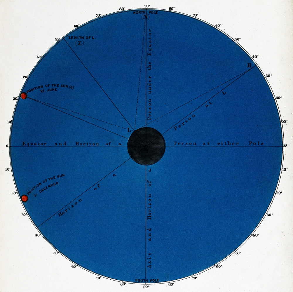How to Determine Latitude, c. 1851 educational poster print