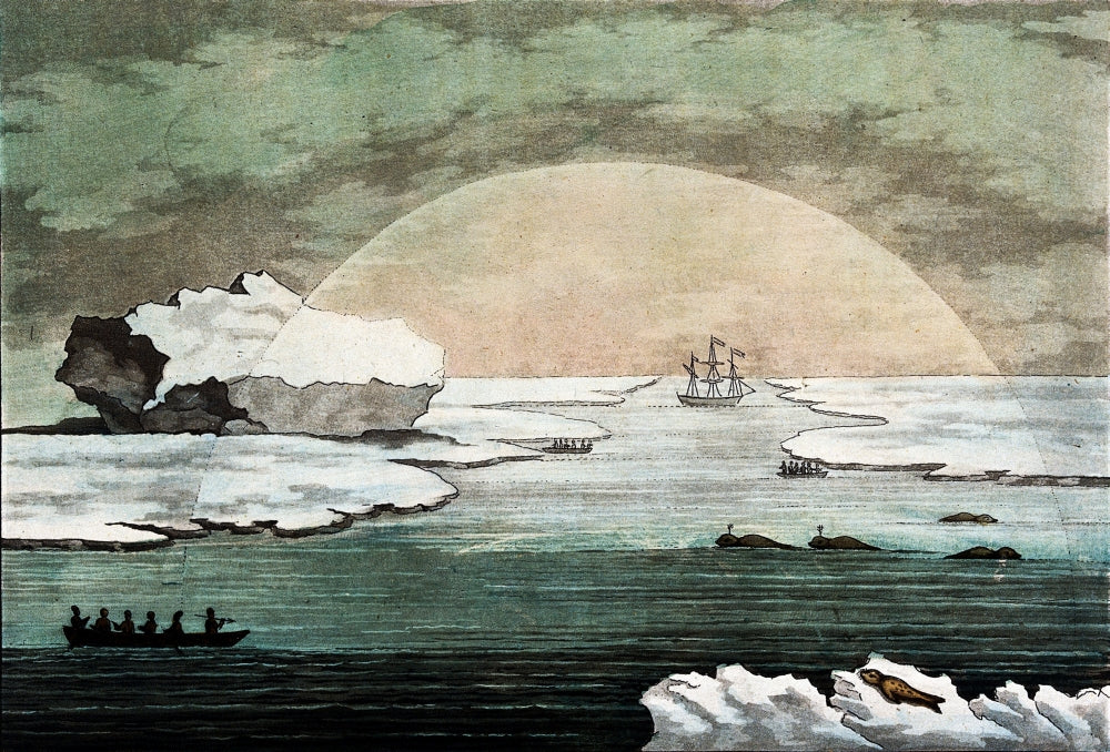 Midnight Sun vintage landscape art print poster