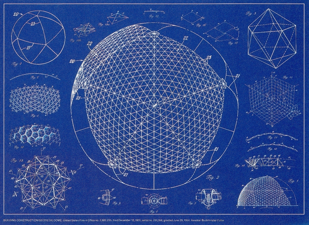Building Construction Geodesic Dome Poster Print from 1951