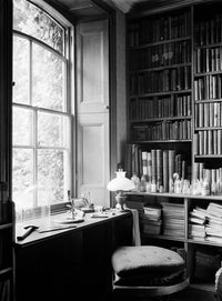 Darwin's Study and Microscope Poster Print showcasing Charles Darwin's workspace