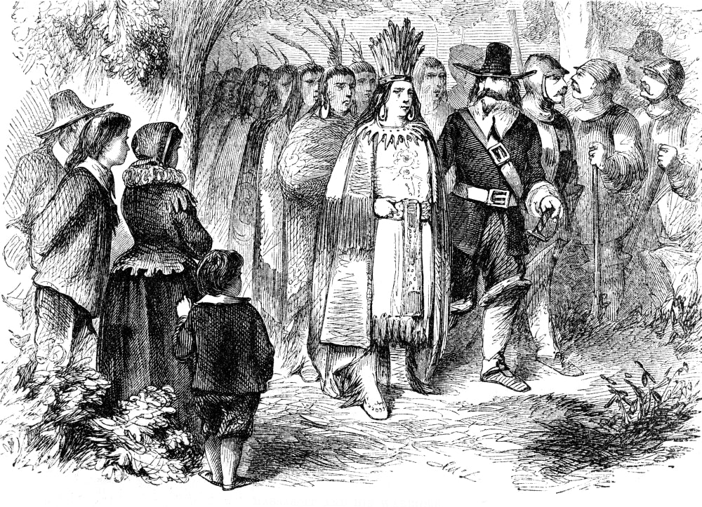 Massasoit Meeting the Pilgrims, 1621 Poster Print on heavy stock paper.
