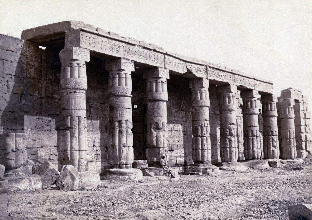Karnak Colonnade 19th Century Poster Print showcasing ancient Egyptian architecture.