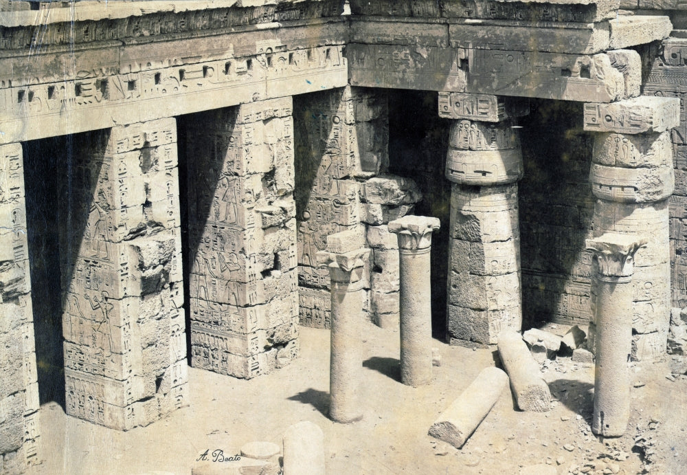 Mortuary Temple of Ramses III Poster Print showcasing ancient Egyptian architecture.