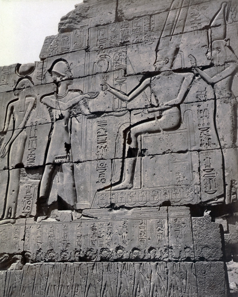 Ramesseum Bas-Relief 19th Century Poster Print showcasing ancient Egyptian artistry.