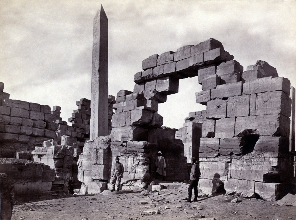 Karnak Obelisk Poster Print from the 1850s showcasing ancient Egyptian architecture.