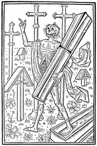 Danse Macabre 1496 Poster Print showcasing intricate details and historical themes.