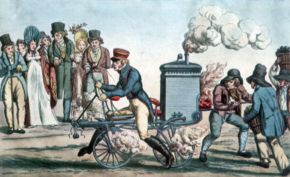 Steam Powered Motorcycle Velocipede Poster Print from 1818