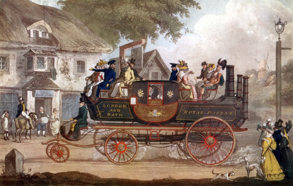 Gurney Steam Carriage 1826 Poster Print showcasing early steam vehicle engineering.