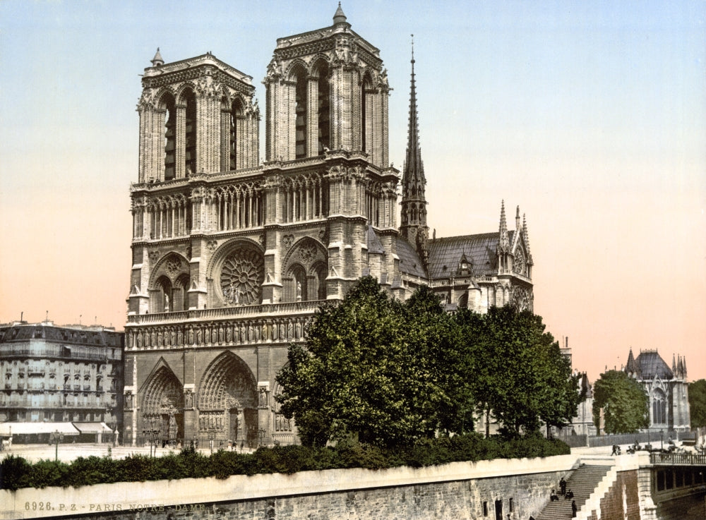 Notre Dame 1890s Poster Print showcasing the iconic architecture.