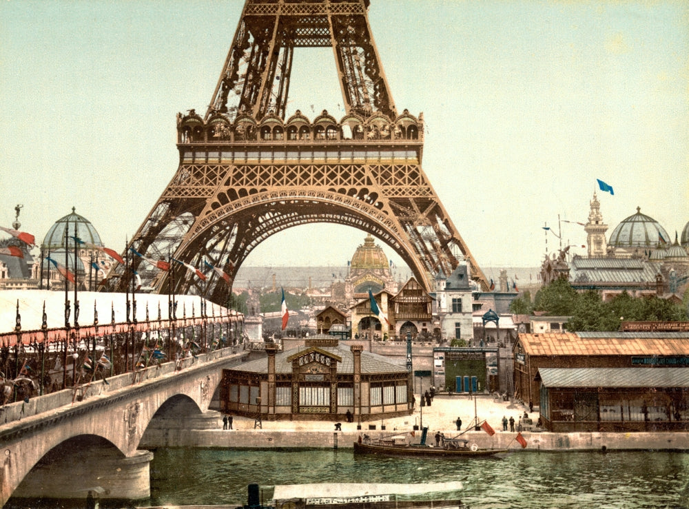 Eiffel Tower Exposition Universelle 1900 Poster Print showcasing iconic Paris architecture.