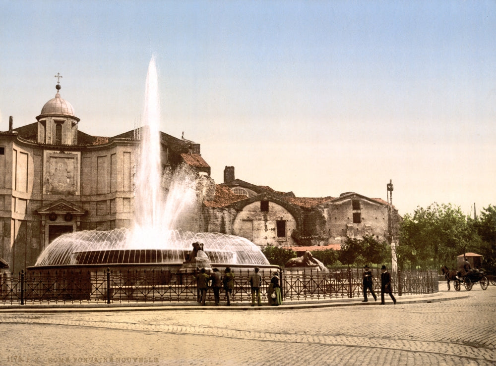 Piazza della Repubblica Acqua Pia Fountain Poster Print from the 1890s