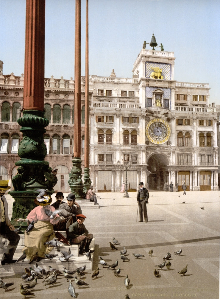 Piazza San Marco Clock Tower 1890s Poster Print