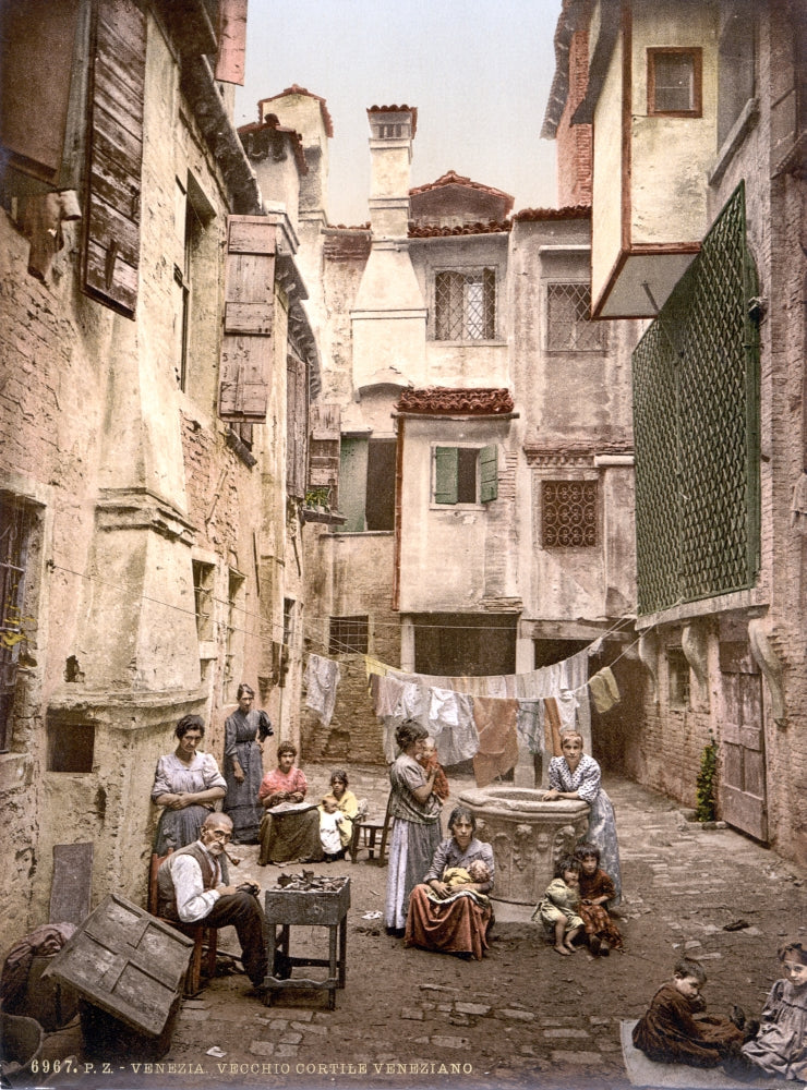 Ventian Courtyard Poster Print showcasing 1890s artwork.