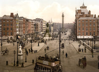 O'Connell Bridge and Street in Dublin, 1890s vintage poster print.