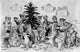 Cats Decorating Christmas Tree Poster Print from 1906 featuring playful cats adorning a Christmas tree.