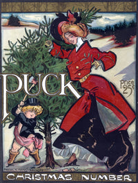 Puck Christmas 1900 Poster Print showcasing festive holiday illustration.