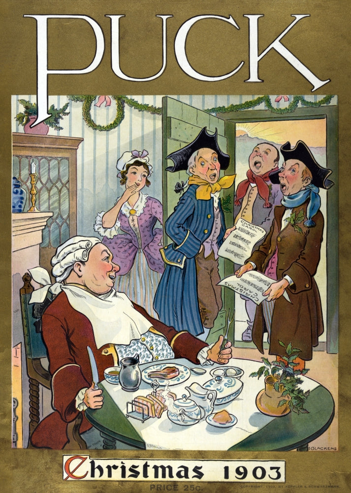 Puck Christmas 1903 Poster Print showcasing festive holiday art.